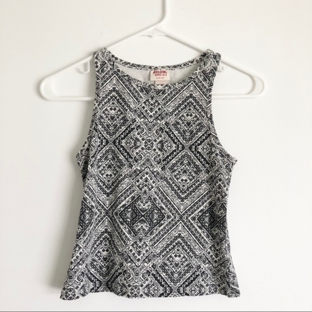 Black, Cream and Gray Cropped Tank XS